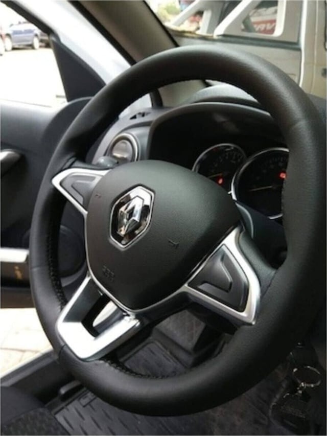 Renault Symbol Uyumlu Dikmeli Direksiyon Kılıfı Siyah Düz Deri Kokusuz Delüx 38 10.5cm