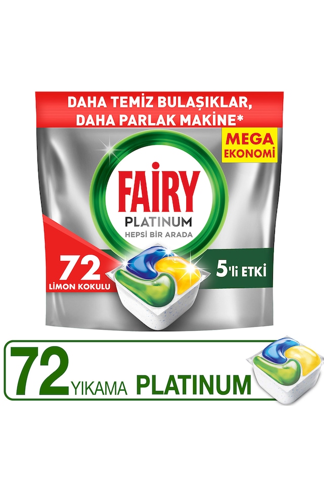 Fairy Platinum Limon Kokulu Bulaşık Makinesi Deterjanı 72 Tablet