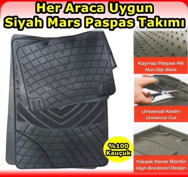 Nkt Group Her Araca Uygun Kauçuk Siyah Mars Paspas Seti
