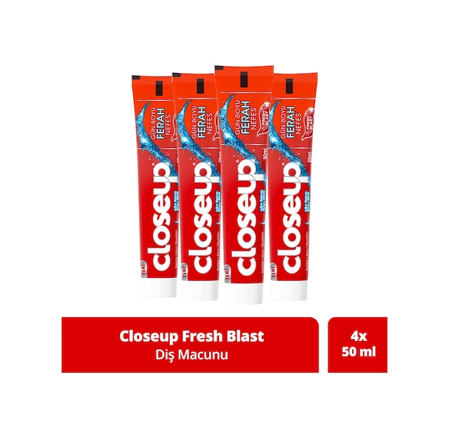 Close Up Diş Macunu Fresh Blast Ağız Bakım Suyu Etkili 4 x 50 ML