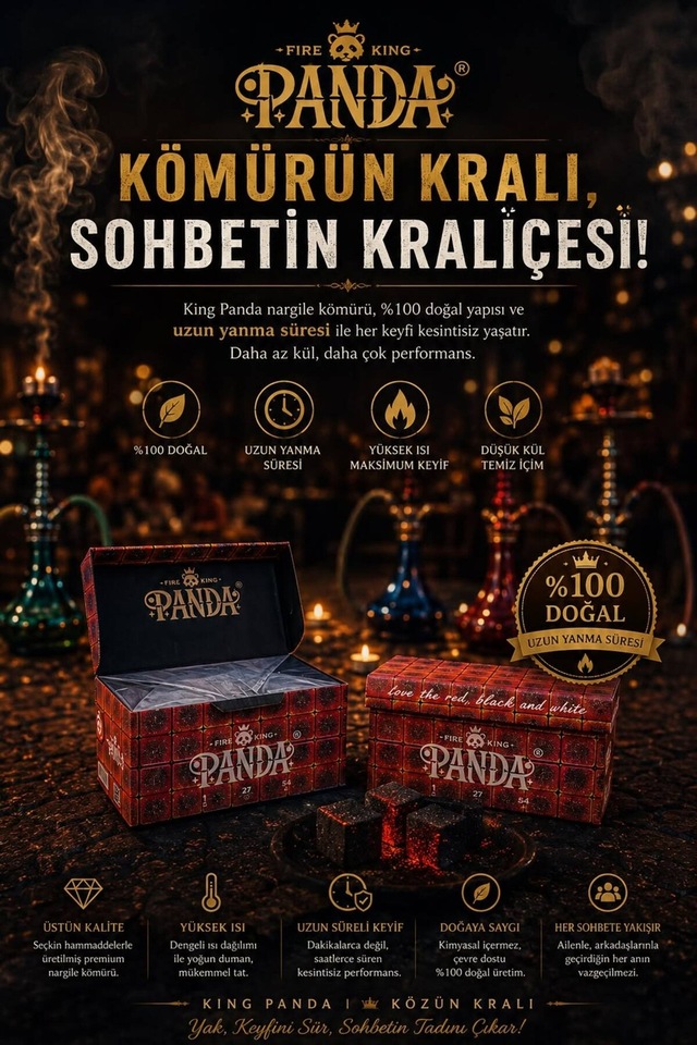 Fıre Kıng Panda Premium Nargile Kömürü 5 Kg %100 Doğal Hindistan Cevizi Kömürü