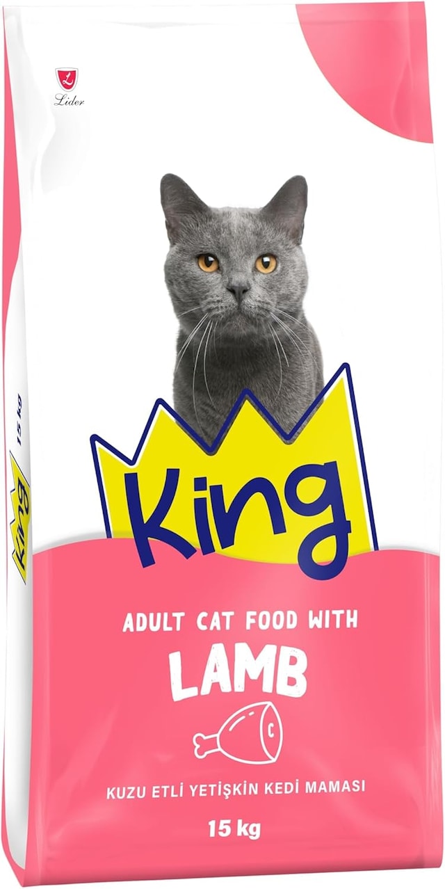 King Kuzu Etli ve Pirinçli Yetişkin Kedi Maması 15 KG