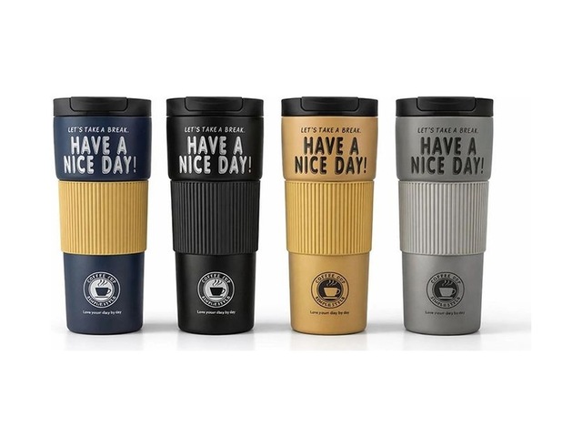 600 Ml Have A Nice Day" 600 Ml Çift Katmanlı Paslanmaz Çelik Termos Mug Alk4624