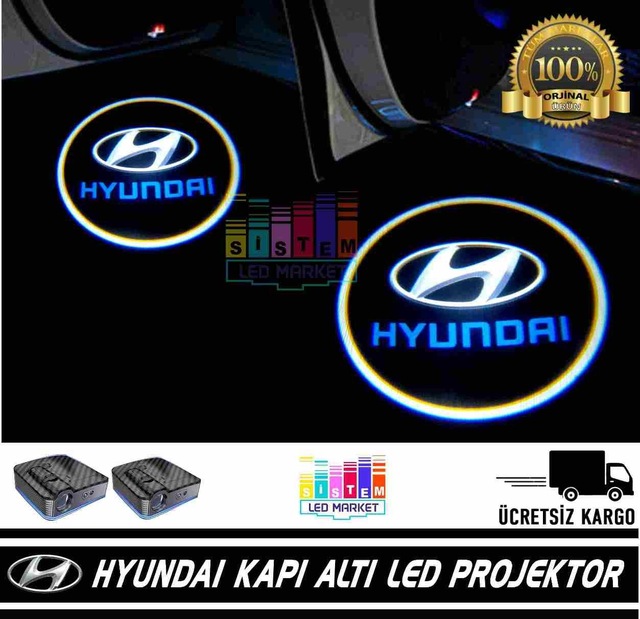 Hyundai Araçlar İçin Pilli Yapıştırmalı Kapı Altı Led Logo N11.10631