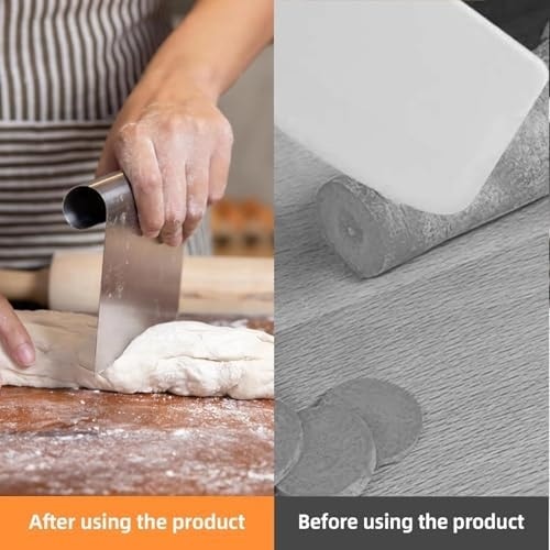 2 Adet Büyük Boy Hamur Kesici & Kazıyıcı Seti Cm/inç Ölçekli Metal Hamur Spatulası Pizza, Pasta, Ekmek Ve Hamur Bölücü Profesyonel Mutfak Aleti 20 Cm