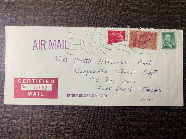Usa Amerikan Pullu 1965 Yılında Taahhütlü Postadan Geçmiş Varış Damgalı Uçak Postası Boş Zarf Us Registered Air Mail