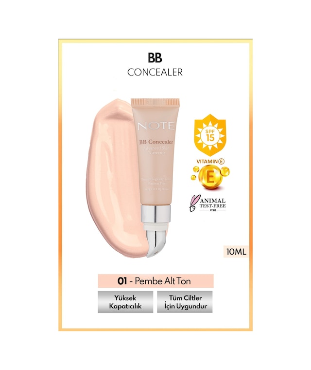 Bb Concealer Spf 15 Yoğun Kapatıcı Metal Başlıklı Göz Altı Kapatıcısı - 01 Açık