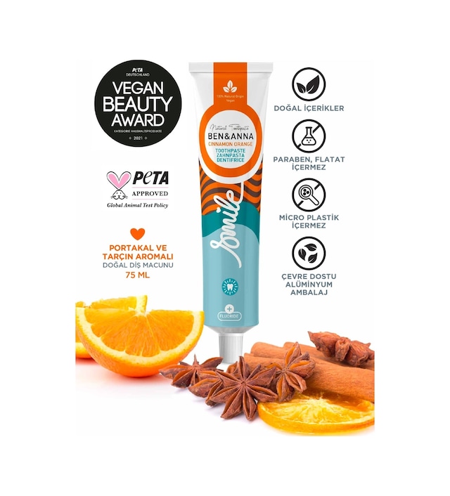 Ben & Anna Tarçın Ve Portakal Aromalı Diş Macunu
