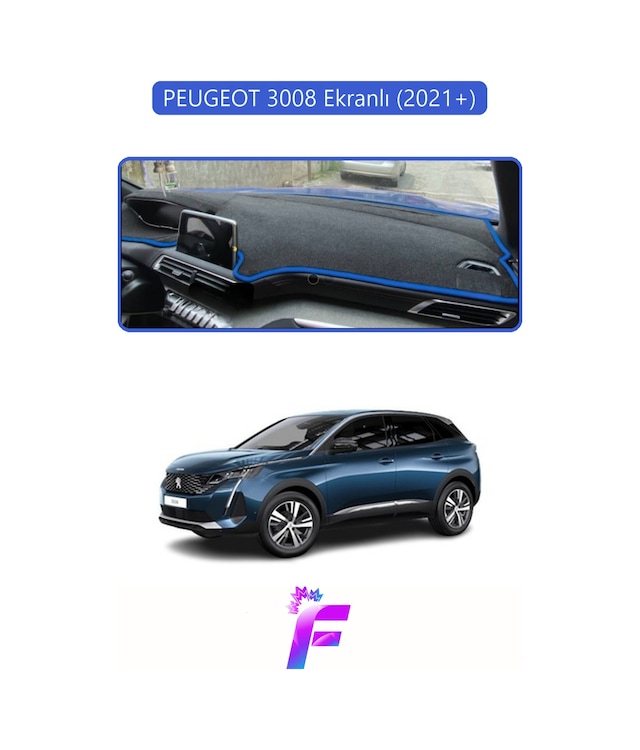 Peugeot 3008 Ekranlı 2021+ Uyumlu Torpido Örtüsü Yansıma Önleyici Koruma Kolay Montaj J17 Torpido Halısı