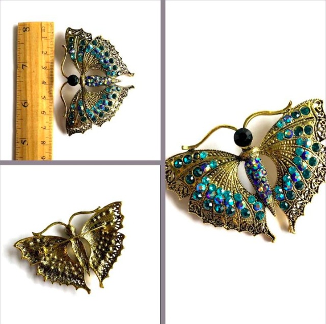 Omeniv Vintage Viktoryen Stil Kelebek Böcek Broş İğne Kristal Teşhir Ürün