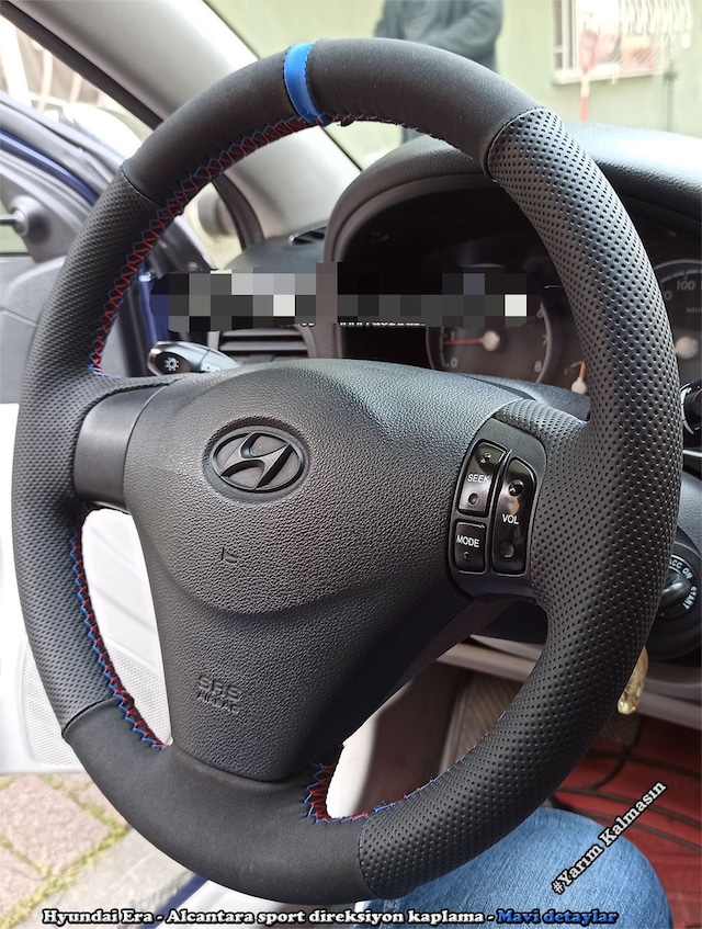 Hyundai Accent Era Araca Özel Direksiyon Kılıfı Alcantra Nokta Y