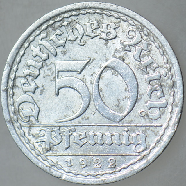 Almanya 50 Pfennıg 1922 A. Weımar Cumhuriyeti Dönemi.