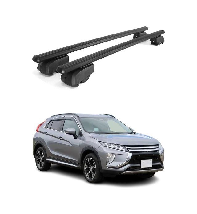 Mitsubishi Eclipse Cross 2017-2025 Arası Uyumlu Port Bagaj Taşıyıcı Ara Atkı Alüminyum Siyah 2 Parça
