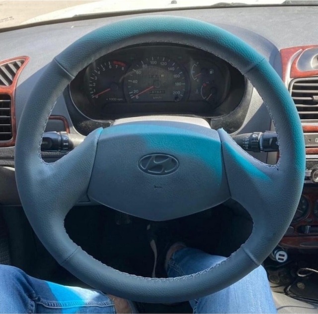 Hyundai Accent Milenyum Kasa Birebir Renk Araca Özel Kaplama Deri Direksiyon Kılıfı Siyah