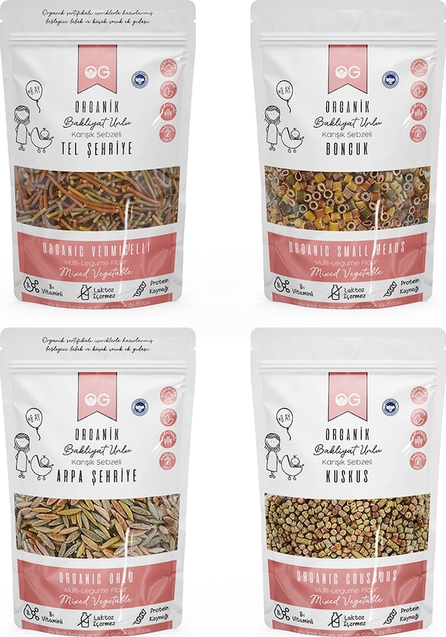 OG natural Organik Bakliyat 4'lü Unlu Makarna Seti +7 Ay