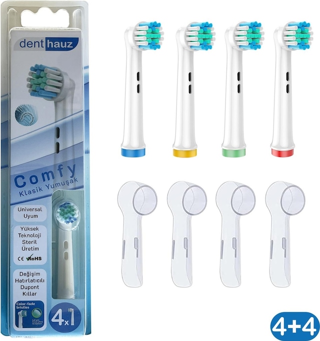 Comfy - Klasik Yumuşak Oral-b Uyumlu Diş Fırçası Başlığı + Fırça Koruma Kapağı