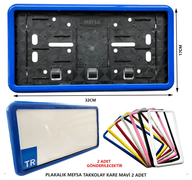Plakalık Plastik Tak Kolay Kare Mavi Çerçeveli 2 Adet