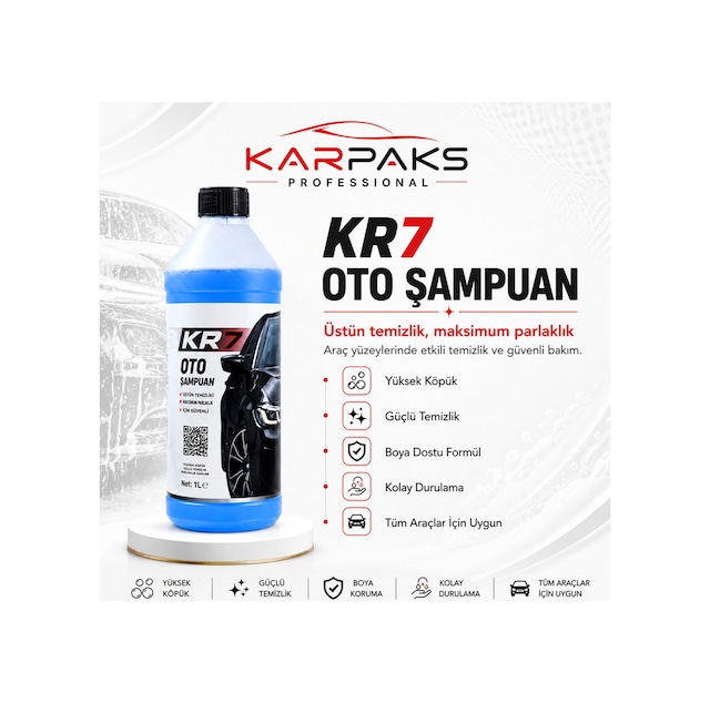 Kr7 Oto Şampuan 1 Lt Yoğun Köpüklü Araç Yıkama Şampuanı