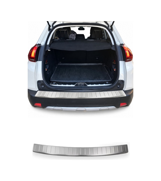 Peugeot 2008 I 2017-2019 Uyumlu Krom Arka Tampon Eşiği Paslanmaz Çelik Taşlı Mat