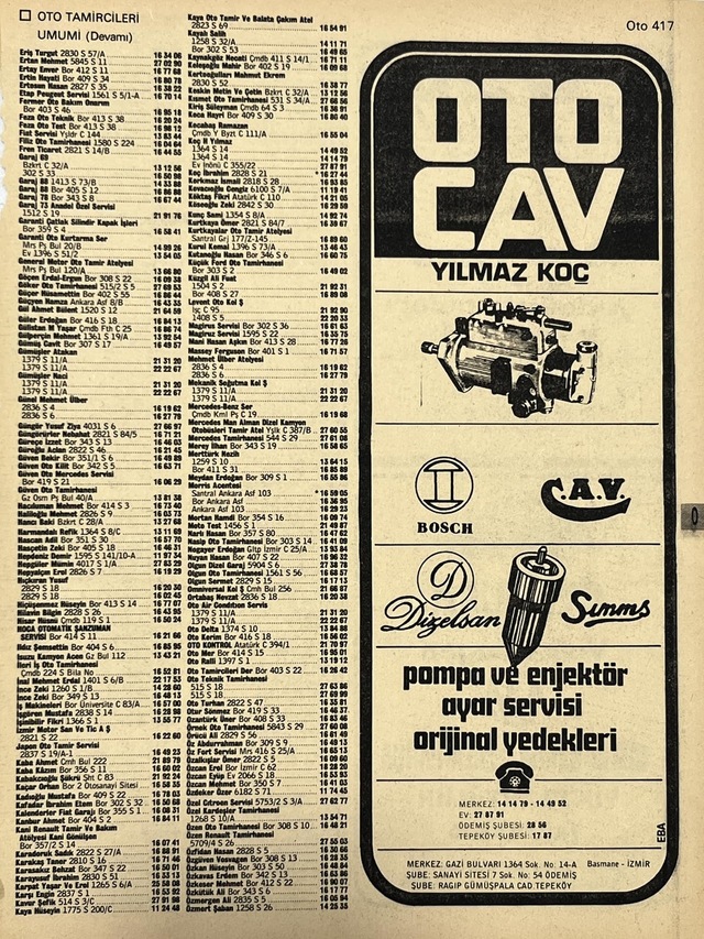 İzmir 1982-1983 Meslek Reklam İlanı Efemera S417 Teşhir Ürün
