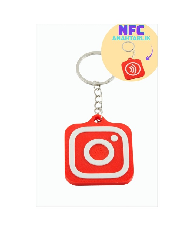 Instagramlogolu - 162 - 3d Baskılı Nfc - Spt-gld - Anahtarlık Kırmızı