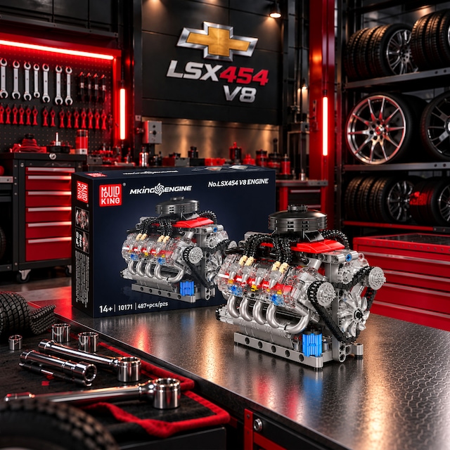 Mould King 10171 Chevrolet Lsx454 V8 Motor Yapım Seti 487 Parça