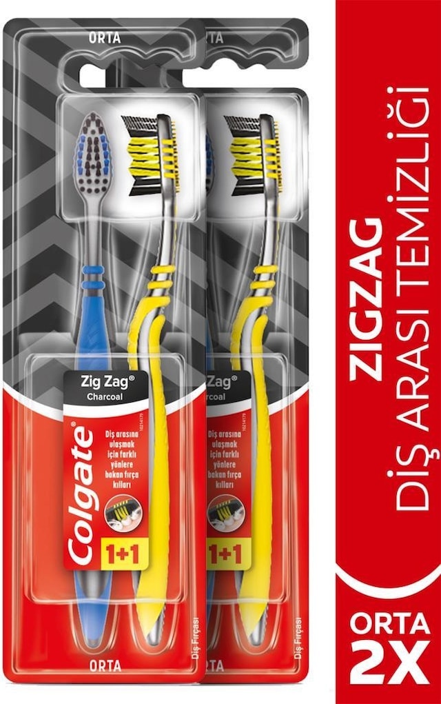Colgate Zigzag Charcoal Diş Arası Temizliği Orta Diş Fırçası 1+1 X 2