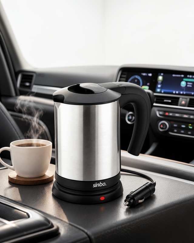 12v Araç Çakmak Soketli Paslanmaz Çelik Seyahat Kettle Otosuısıtıcı-4