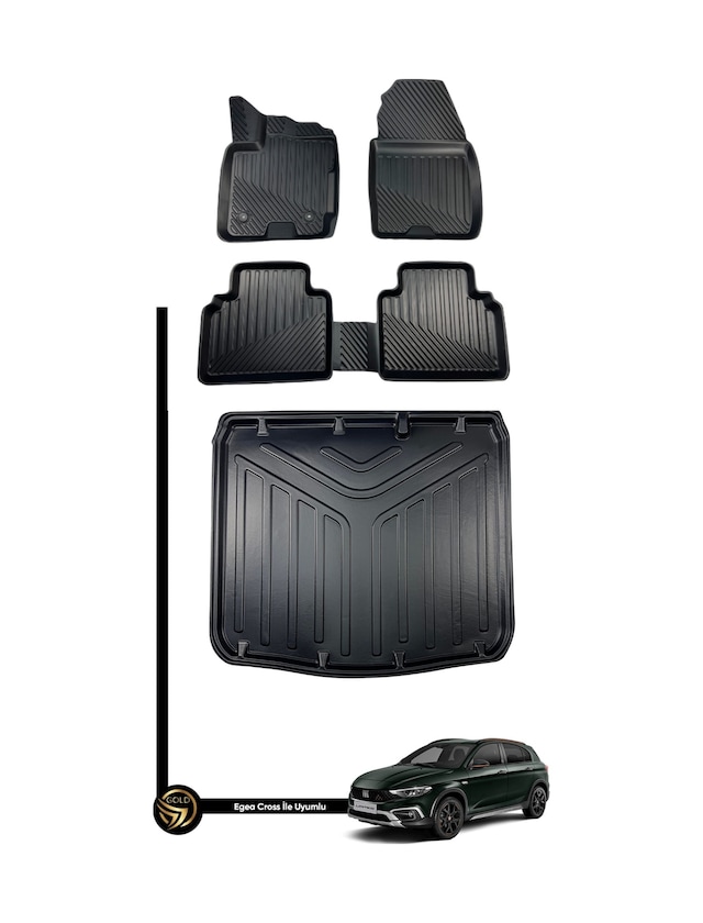 Fiat Egea Cross 3d Havuzlu Paspas + Bagaj Havuzu Ikili Set