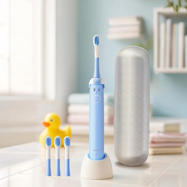 Mioji Oral B2 Kids Care Şarj Edilebilir Diş Fırçası Mavi + 4 Adet Fırça Başlık
