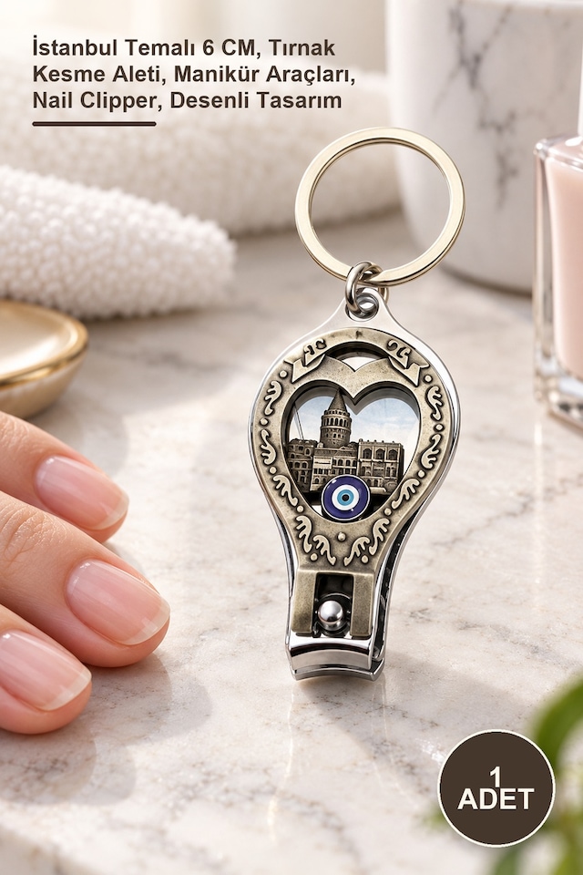 1 Adet Tırnak Makası İstanbul Temalı 6 Cm, Tırnak Kesme Aleti, Manikür Araçları, Nail Clipper, Desenli Tasarım