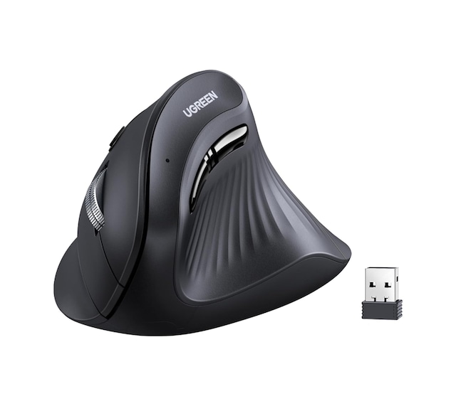 Ugreen 4000 Dpı 6 Tuşlu Ergonomik Kablosuz Dikey Mouse, Siyah, 25444 -