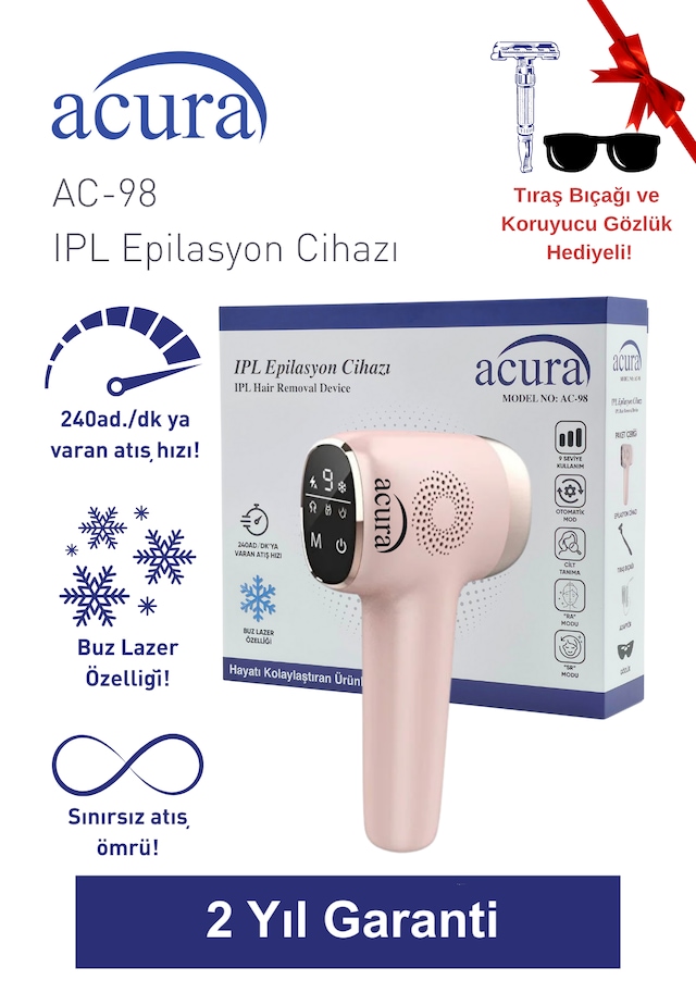 Acura Ac-98 Ultra Hızlı, Sınırsız Atışlı Buz Lazer Ipl Lazer Epilasyon Cihazı