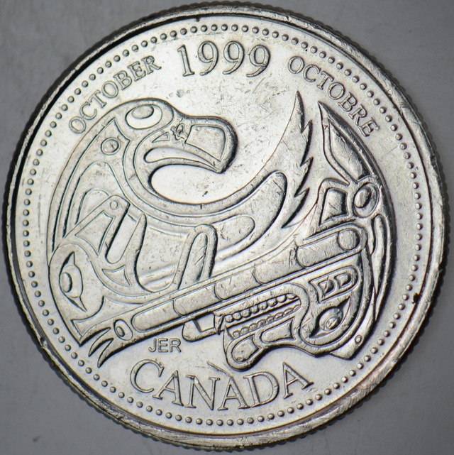 Kanada 25 Cent 1999 Hatıra-yerli Halklara Saygı.