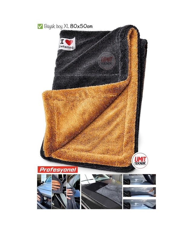 Twiss Çift Taraf 80x50 Mikrofiber Oto Kurulama Havlusu İz Bırakmayan Profesyonel Detailing Bezi