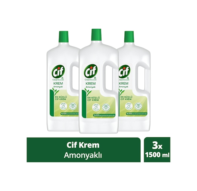 Cif Krem Amonyaklı Yüzey Temizleyici 3 x 1500 ML