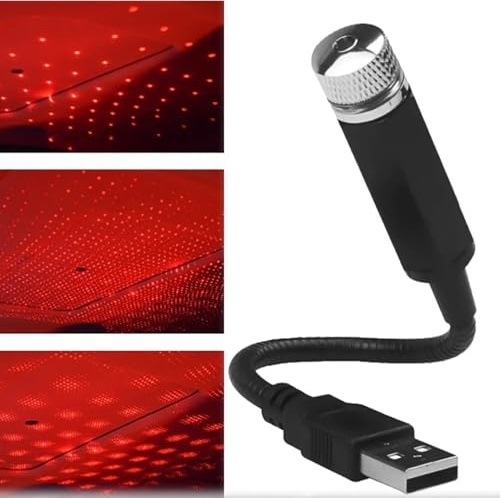 Kırmızı Ayak Altı Tavan Star Led Araç İçi Atmosfer Ambians Işık Oto Araba İç Tavan Yıldız Ayarlanır Usb Lamba
