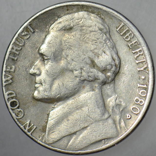 Amerika 5 Cent 1980 D. Jefferson Nıckel.