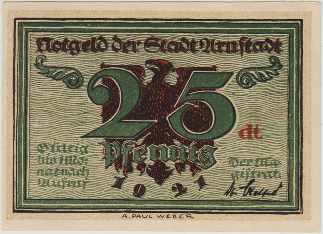 Almanya 25 Pfennig 1921 Notgeld-urnstadt. Çil.2