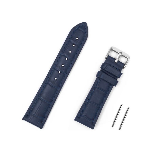 Lacivert Kroko Hakiki Deri Saat Kordonu Kayış 24mm