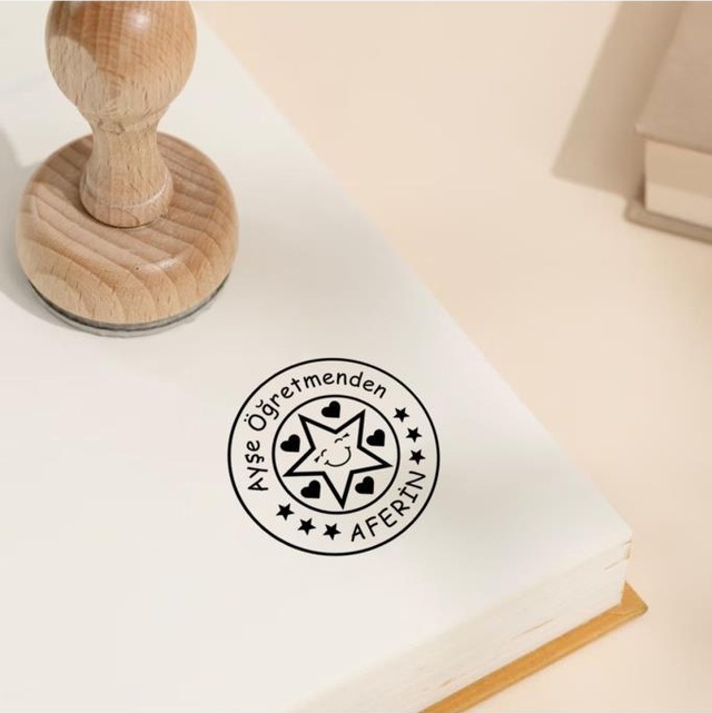 Kişiye Özel Öğretmen Kaşesi Mührü Kitap Mührü Ve Istampa Set R5814-09 Teşhir Ürün