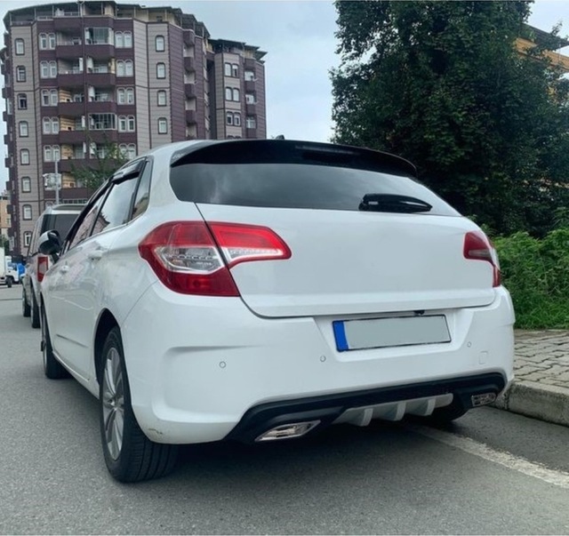 Citroen C4 Uyumlu Body Kit Difüzör 2 Çıkış Gri Kare