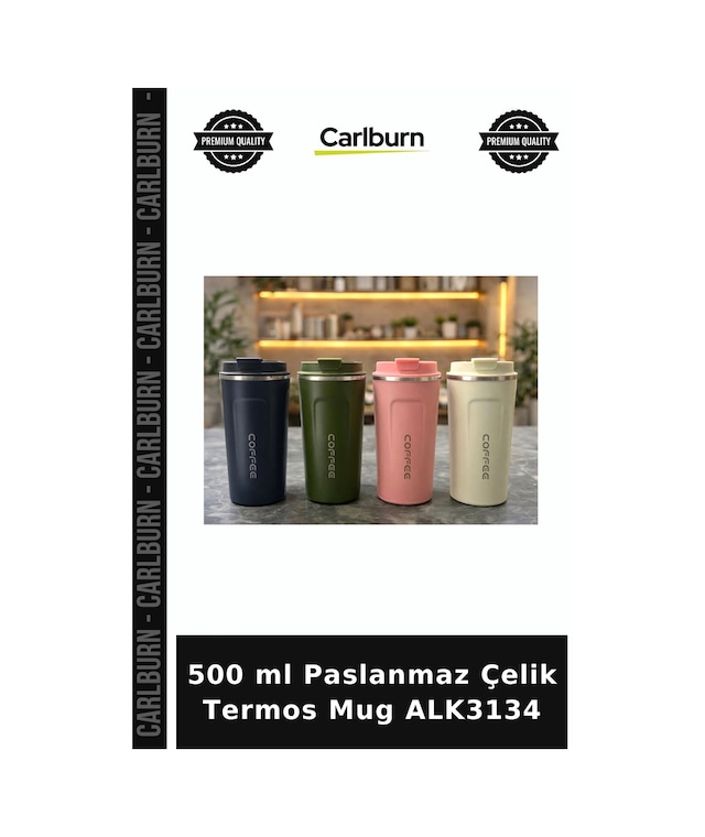 Özel Üretim Seyahat 500 Ml Paslanmaz Çelik Termos Mug - Çift Katmanlı Sızdırmaz Kahve Kupası Alk3134