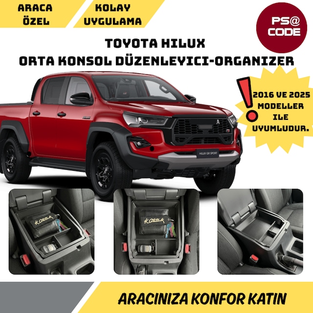 Toyota Hilux 2016-2025 İle Uyumlu, Orta Konsol Düzenleyici-organizer