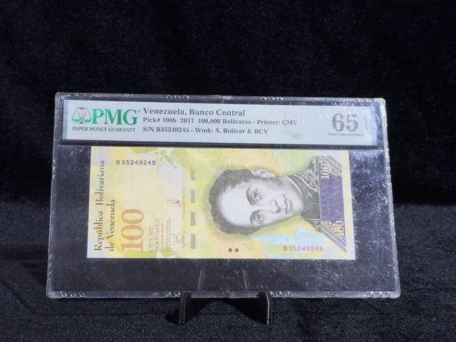 Venezuela 2017 100.000 Bolívares Pmg 65 Epq Gem Uncırculated Pıck 100b