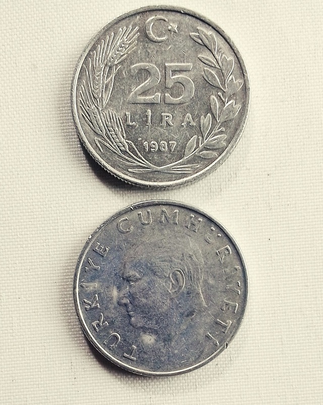 25 Lira 1987 Eski Koleksiyon Madeni Para.