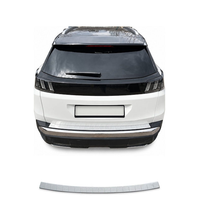 Peugeot 3008 Iı 2016-2024 Uyumlu Krom Arka Tampon Eşiği Paslanmaz Çelik Taşlı Mat
