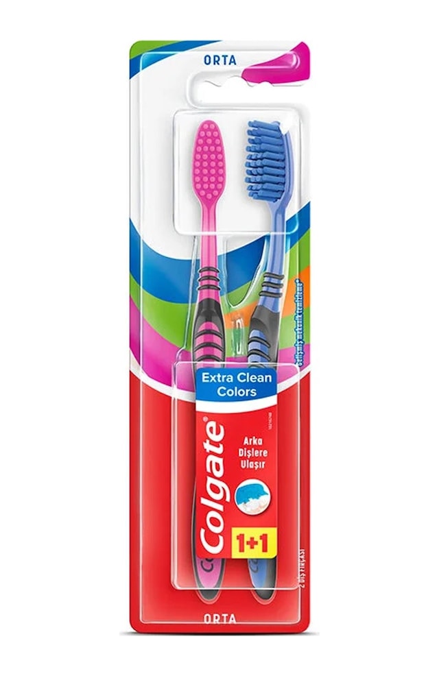 Colgate Extra Clean Colors Orta Diş Fırçası 2'li