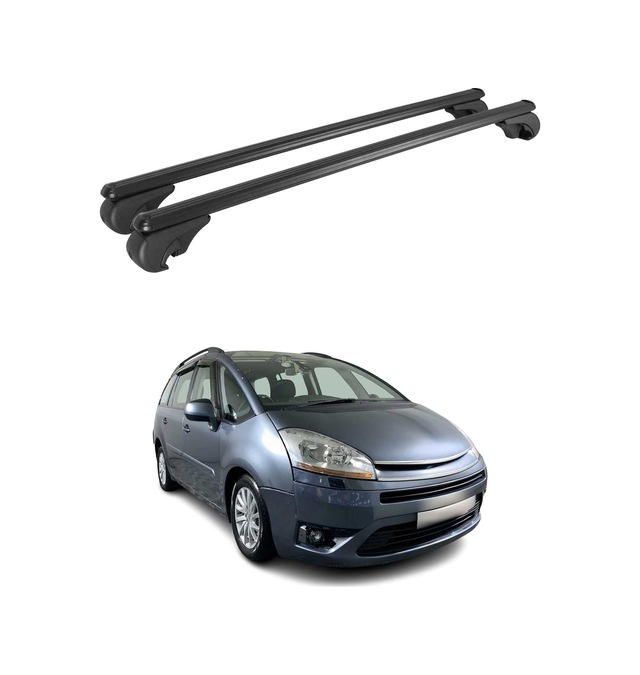 Citroën C4 Grand Picasso 2006-2013 Arası Uyumlu Port Bagaj Taşıyıcı Ara Atkı Alüminyum Siyah 2 Parça