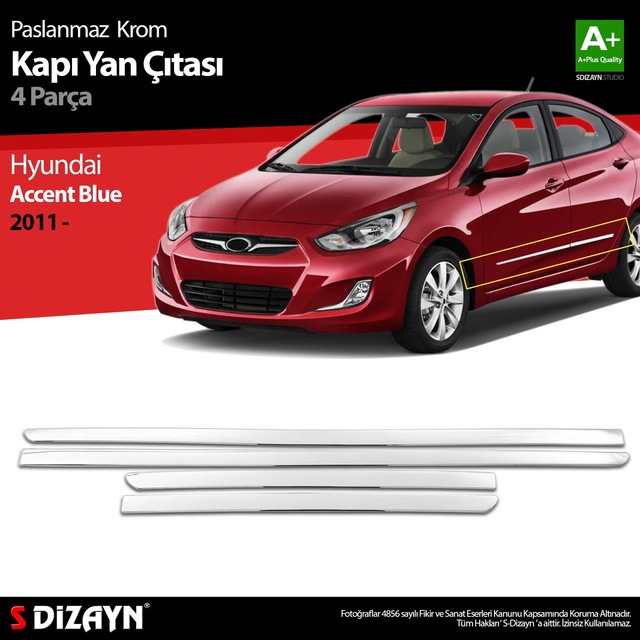 S-dizayn Hyundai Accent Blue Krom Kapı Yan Çıtası 2011-2017 N11.251